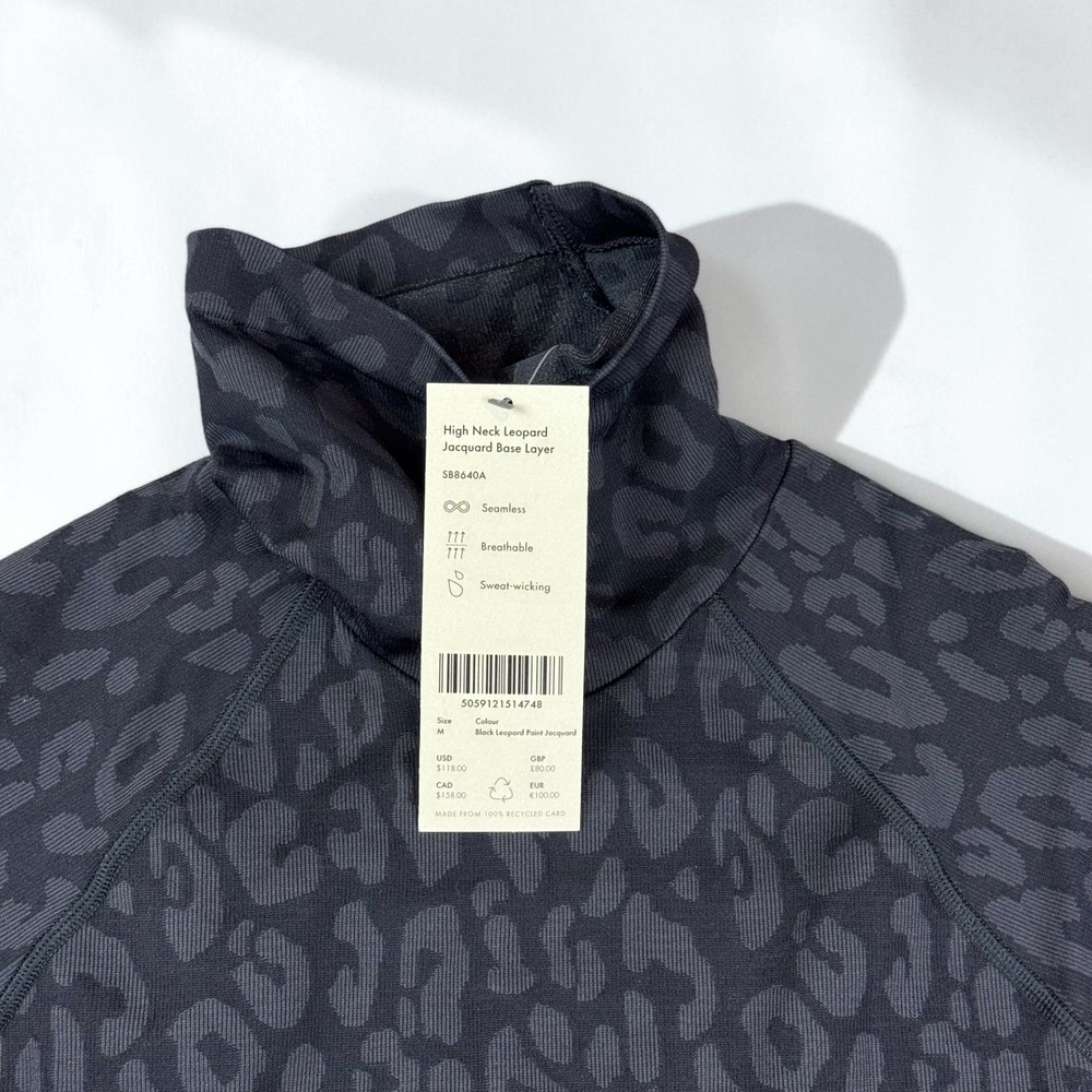 Sweaty Betty High Neck Leopard Jacquard Base Layer Black SB8640A Medium NWT - Picture 6 of 6